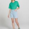 Bermuda Jeans Feminina Cintura Alta Ciclista