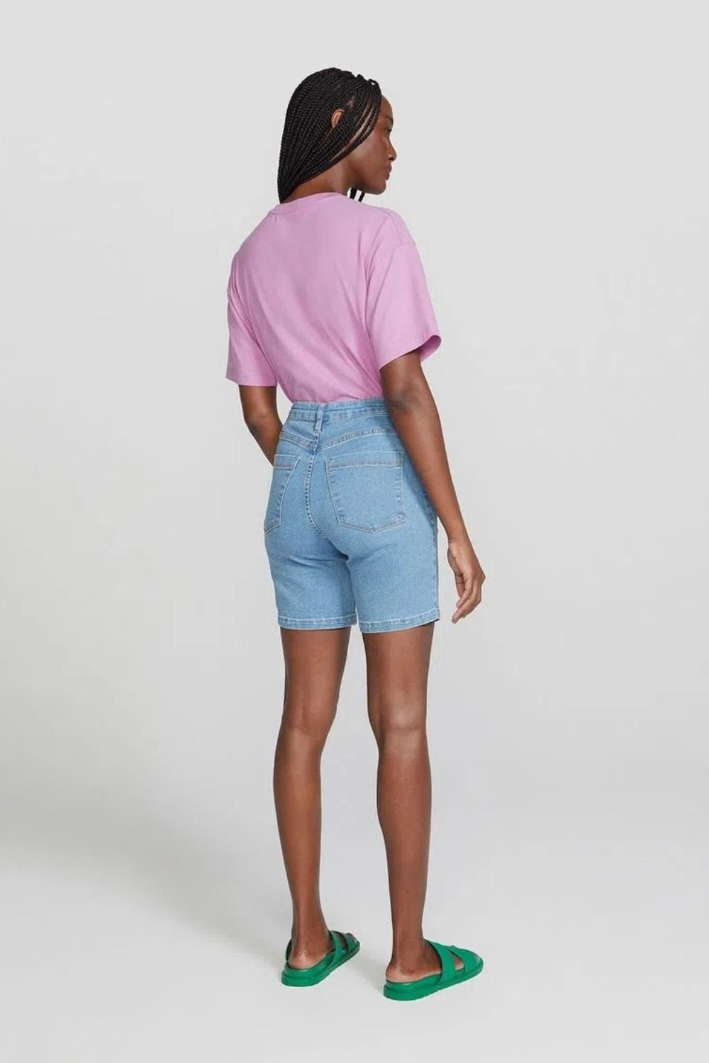 Bermuda Jeans Feminina Cintura Alta Ciclista