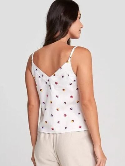 Regata Feminina Decote V Poá