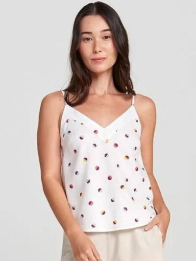 Regata Feminina Decote V Poá