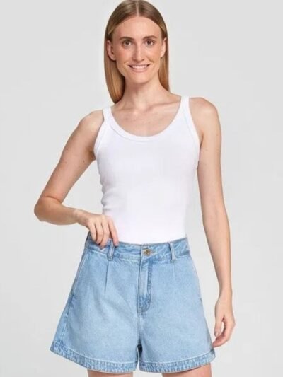 Short Jeans Feminino Curto Cintura Alta