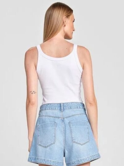 Short Jeans Feminino Curto Cintura Alta