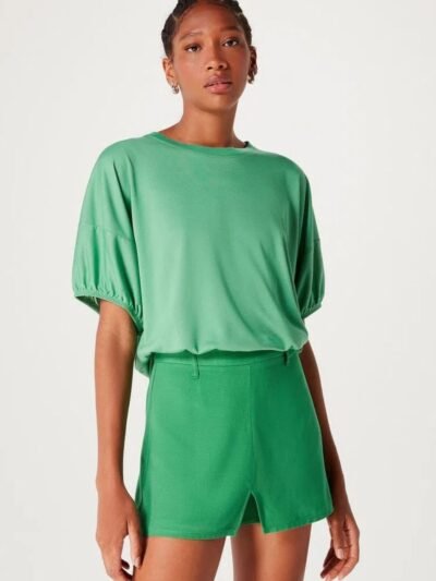 Short Saia Feminino Evasê Cintura Alta