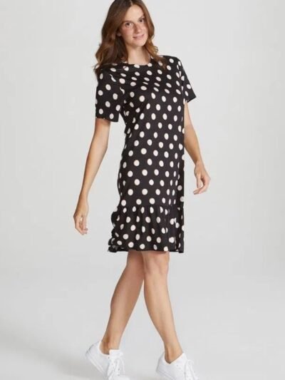 Vestido Curto Estampado com Babado