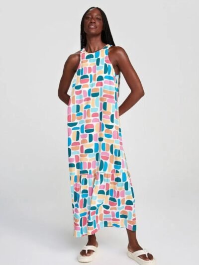 Vestido Midi Estampado com Amarração