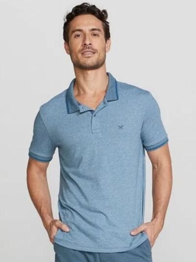 Camisa Básica Masculina Polo em Malha Texturizada