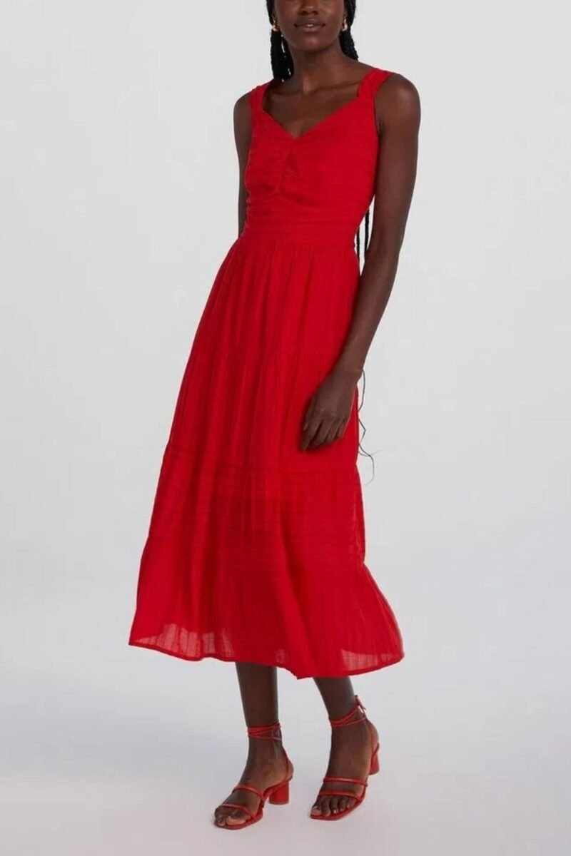 Vestido Feminino Midi Evasê Etiqueta Casual