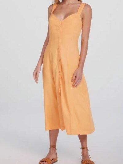 Vestido Midi Evasê Decote Coração