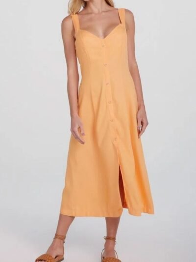 Vestido Midi Evasê Decote Coração