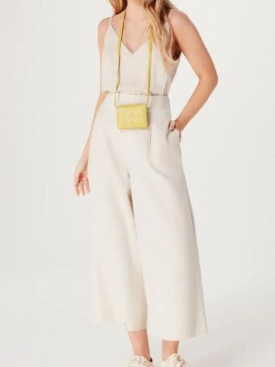 Calça Feminina Pantacourt Cintura Alta em Linho