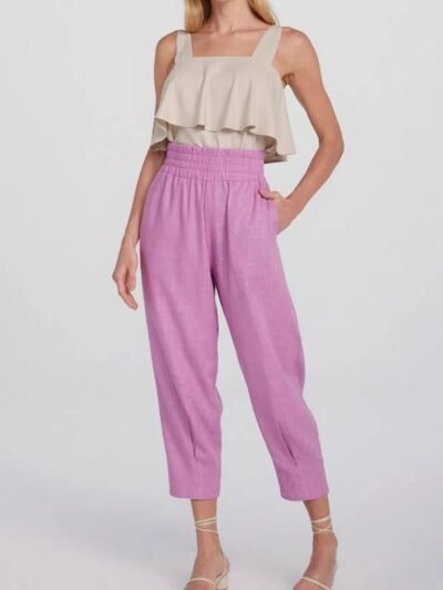 Calça Feminina Slouchy Cintura Alta em Linho