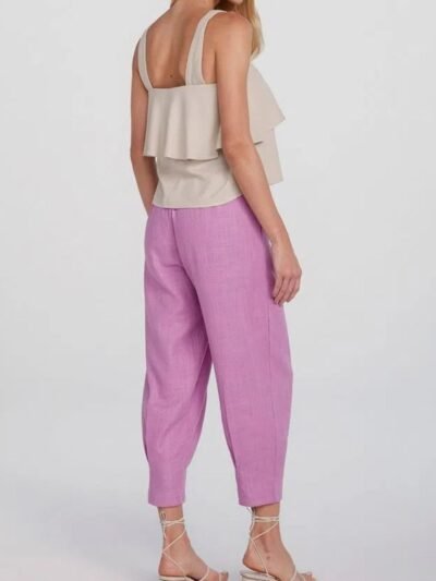 Calça Feminina Slouchy Cintura Alta em Linho